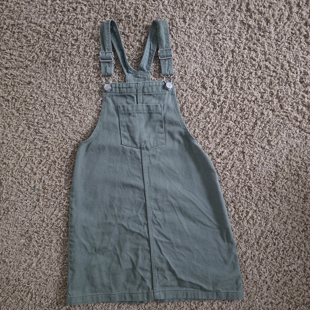 Green Denim Overall Dress